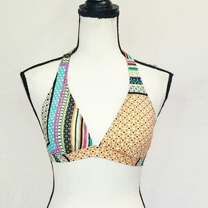 Cremieux Multicolored Triangle Halter Bikini Top
